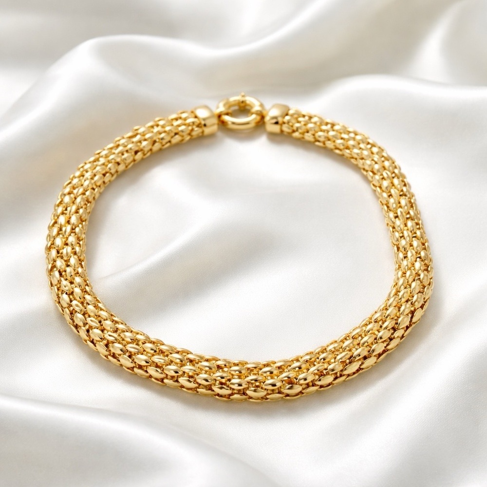 Wide Gold Tone Necklace